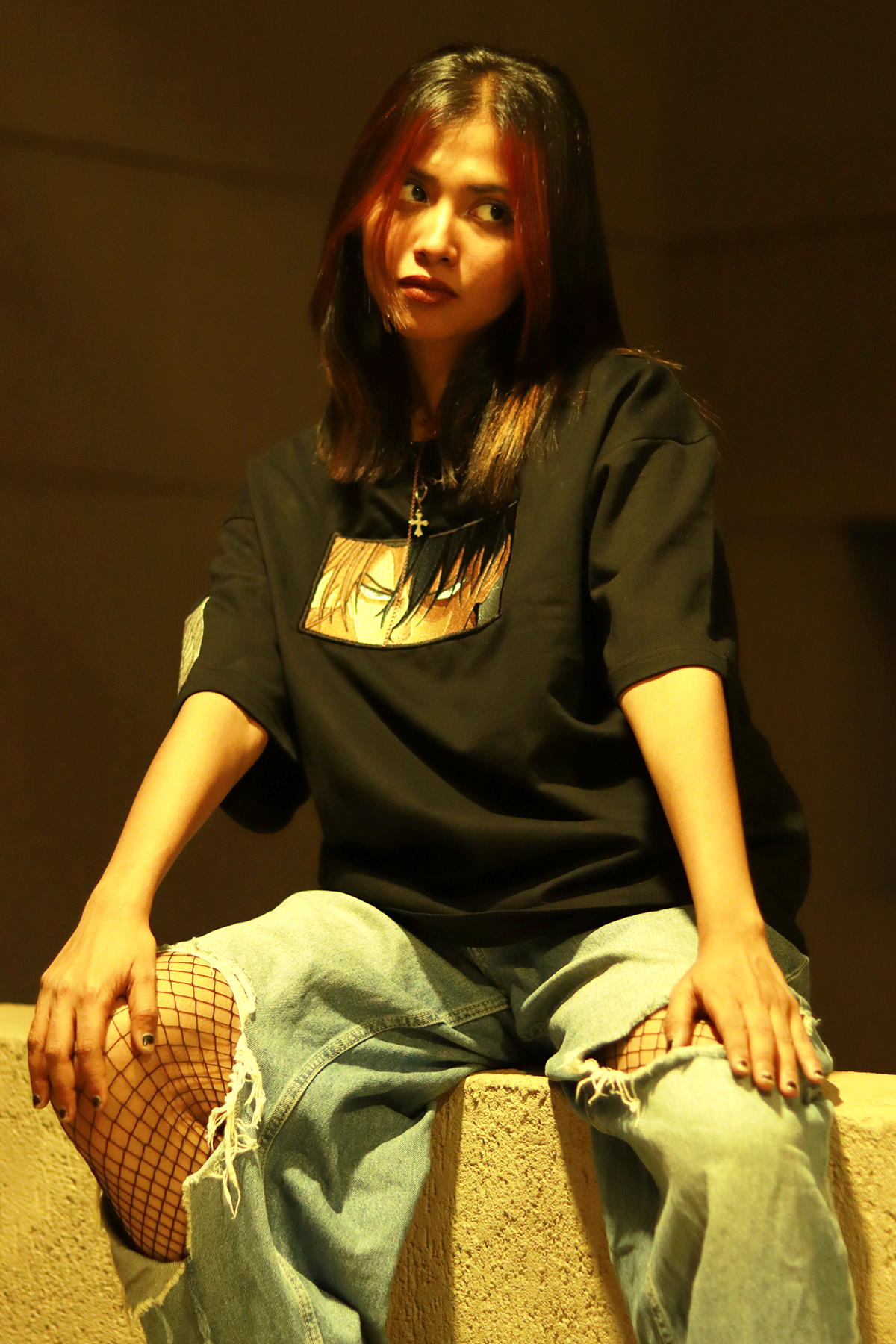 Ackerman’s Gaze Black Oversized T-Shirt — Embroidered