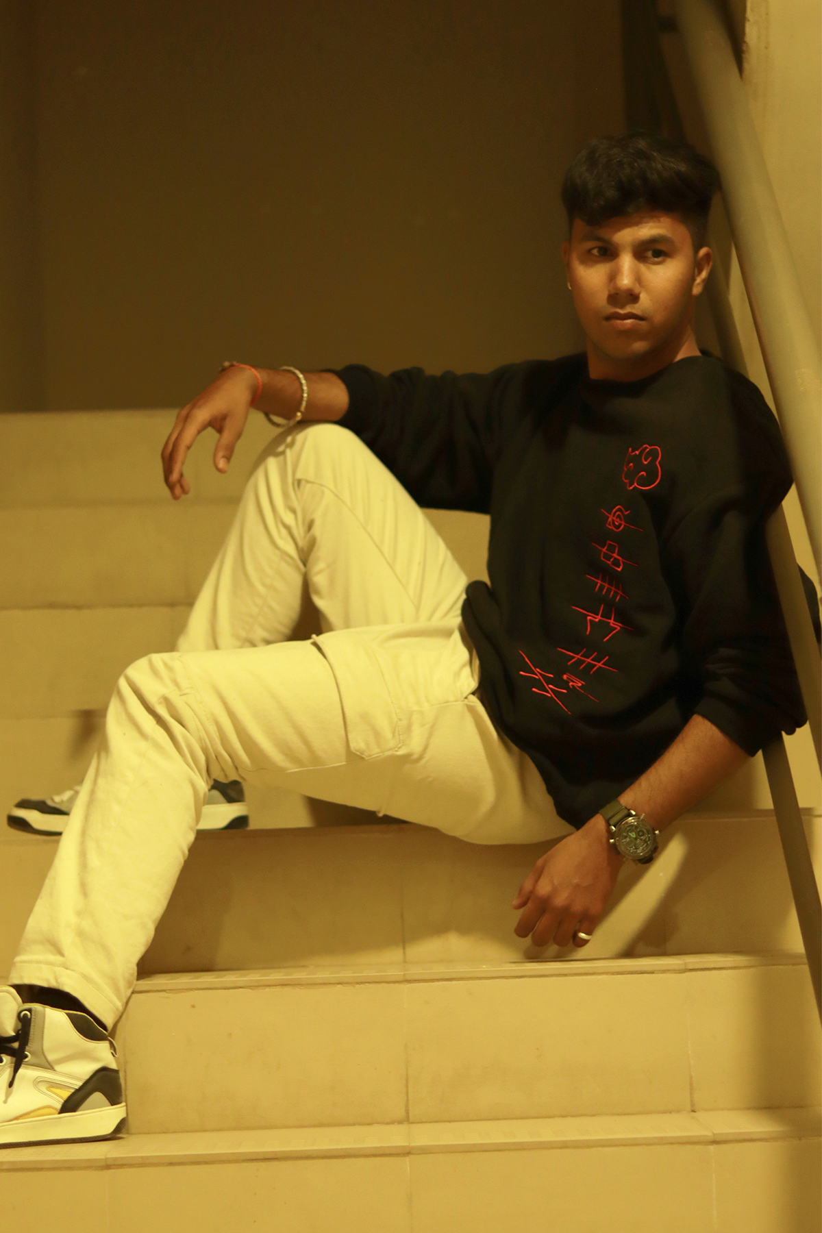 Uchiha Code Black Oversized Sweatshirt — Embroidered