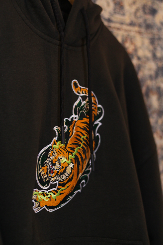 Fierce Tiger Oversized Hoodie — Embroidered