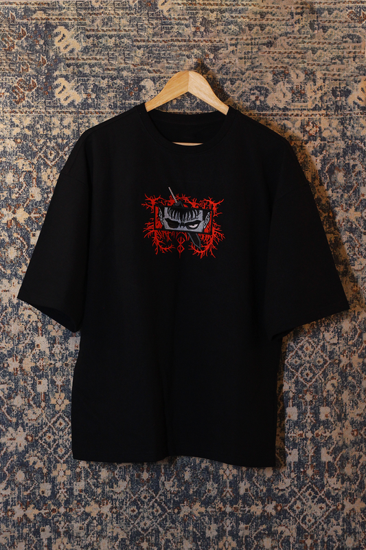 Berserk Guts Black Oversized T-Shirt — Embroidered
