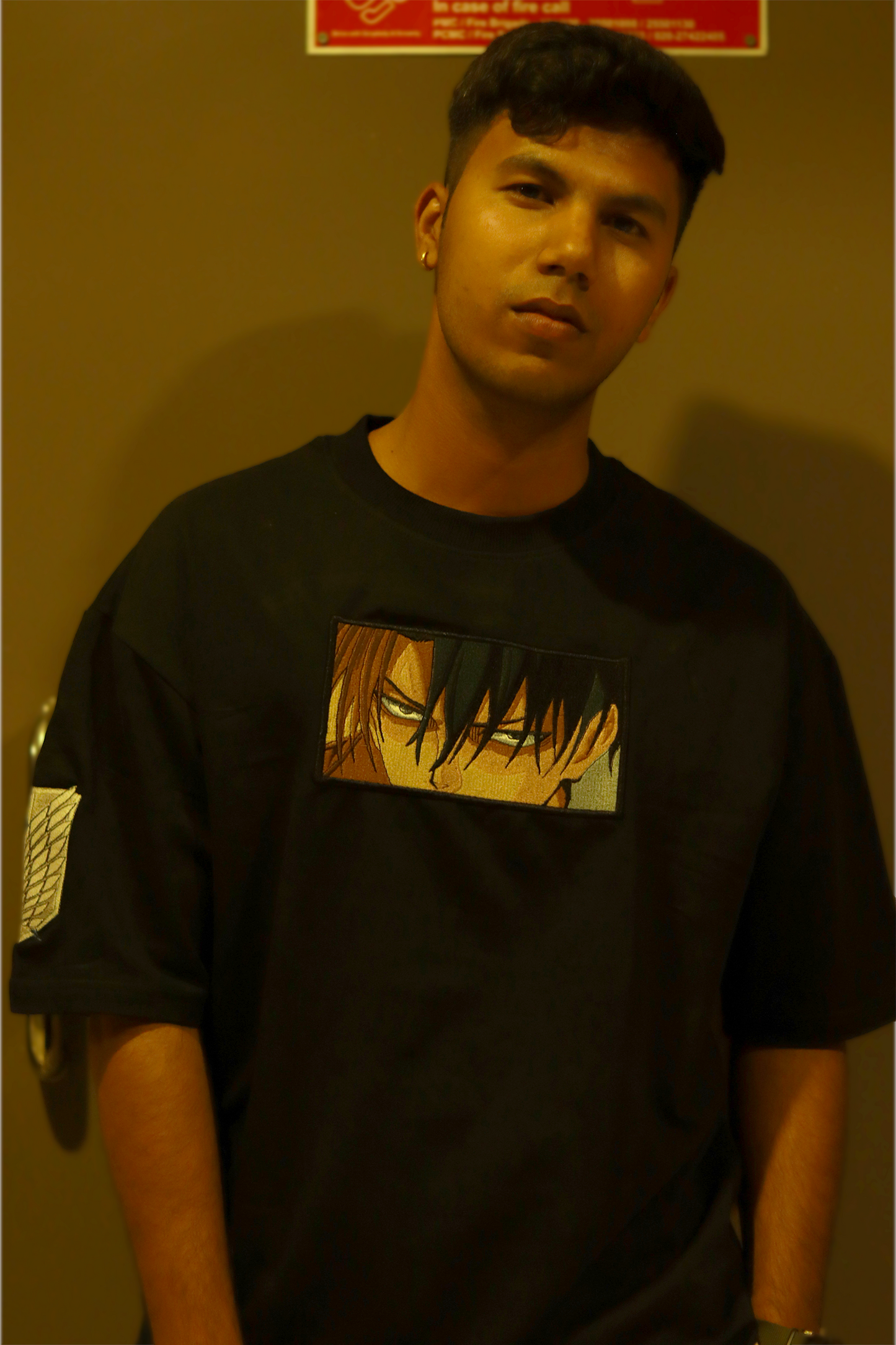 Ackerman’s Gaze Black Oversized T-Shirt — Embroidered