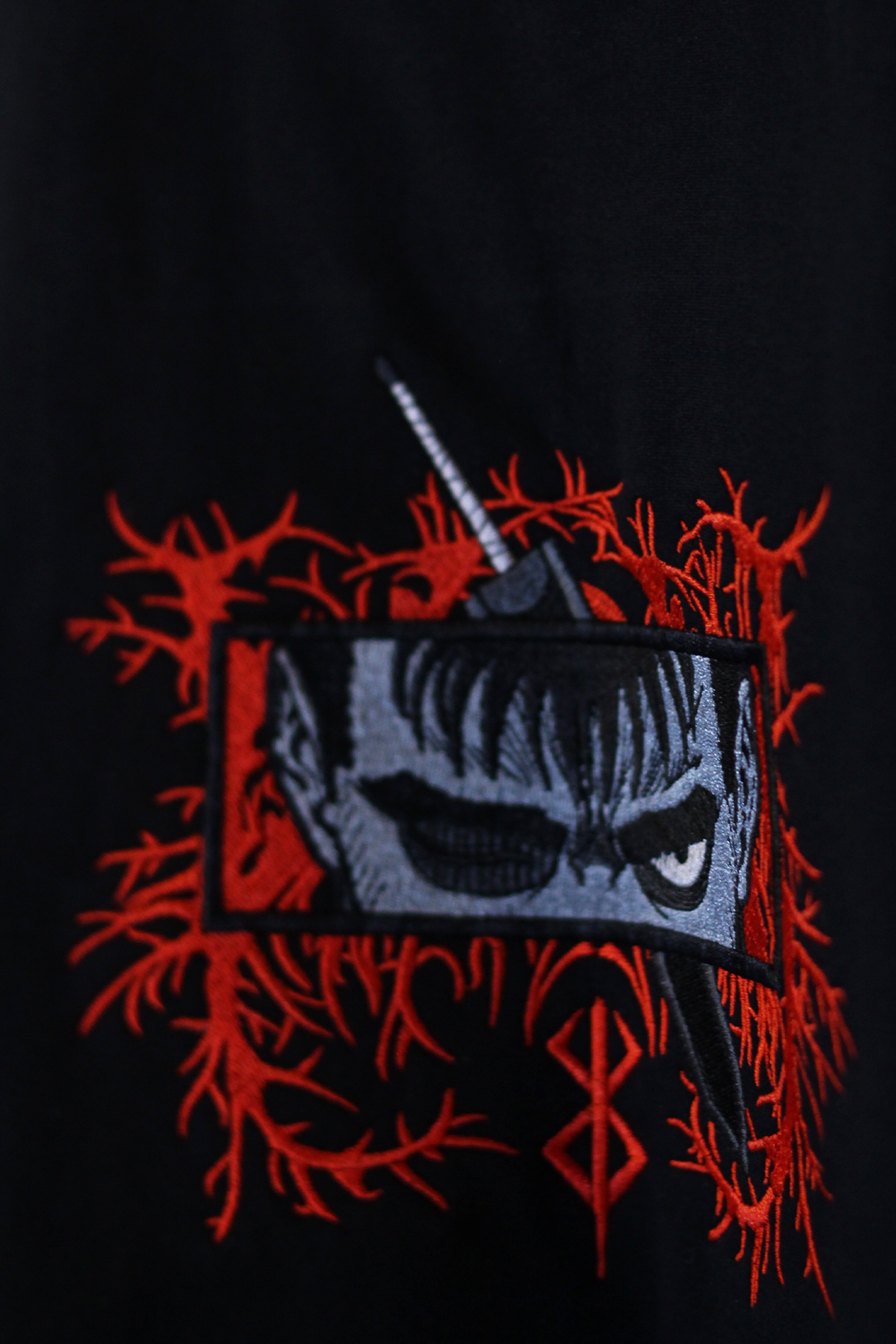 Berserk Guts Black Oversized T-Shirt — Embroidered