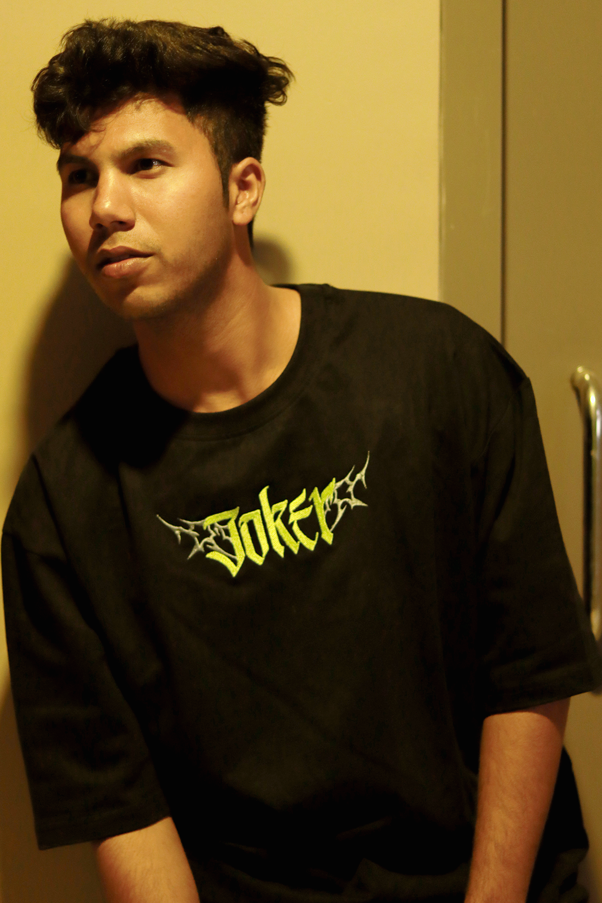 Joker Black Oversized T-Shirt — Embroidered