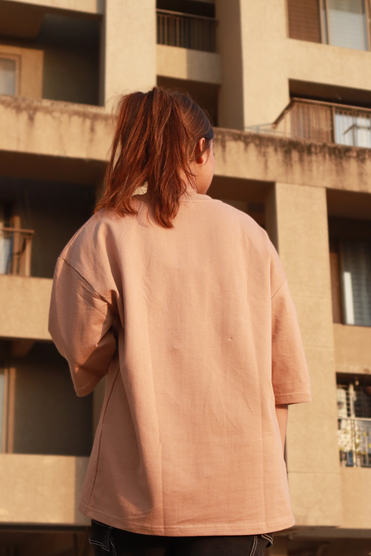 Konoha’s Duo Beige Oversized T-Shirt — Embroidered