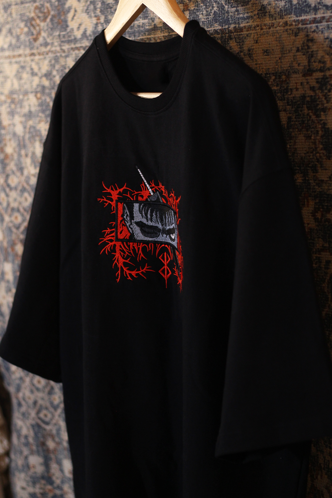 Berserk Guts Black Oversized T-Shirt — Embroidered