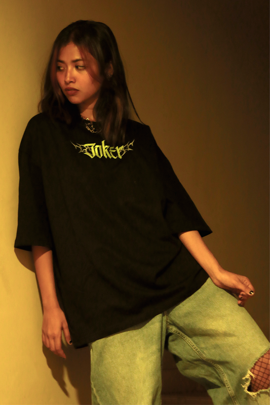 Joker Black Oversized T-Shirt — Embroidered