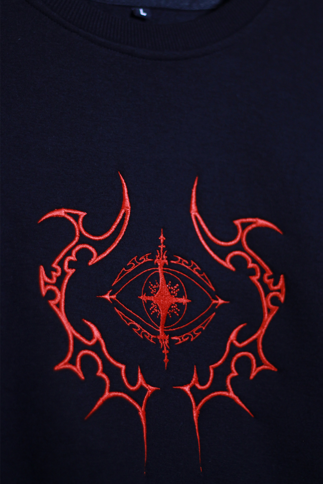 Red Eye Black Oversized Sweatshirt — Embroidered