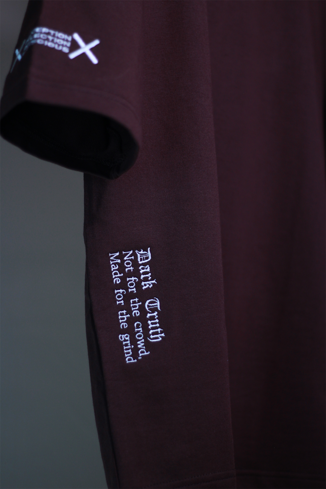Unseen Coffee Oversized T-Shirt — Minimal Gothic Embroidery