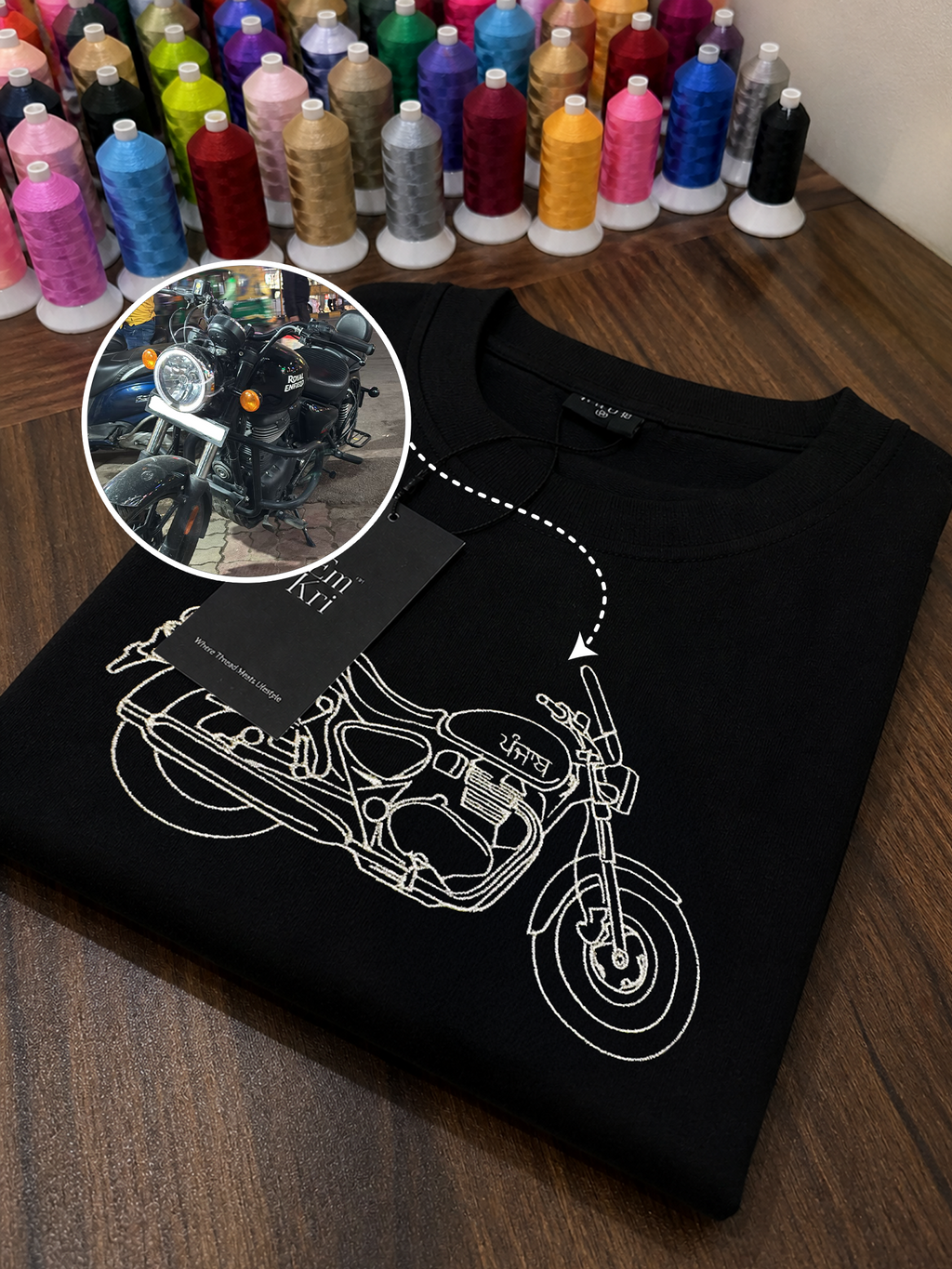 Line Art Design Embroidery Oversized T-Shirt