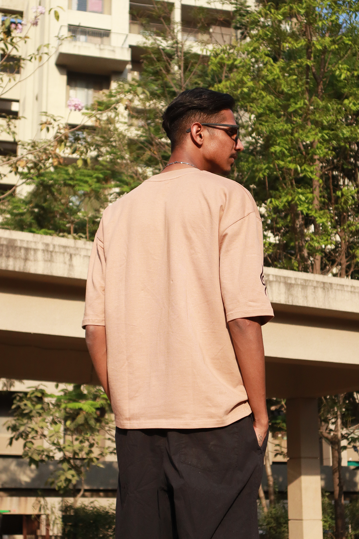 Konoha’s Duo Beige Oversized T-Shirt — Embroidered