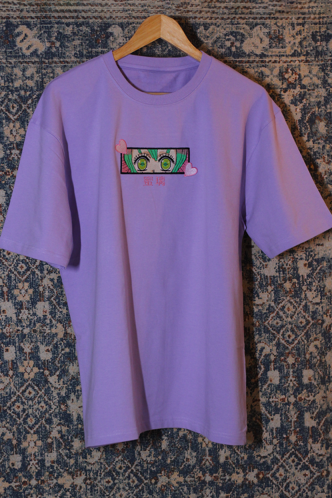Mitsuri Eyes Lavender Oversized T-Shirt — Embroidered