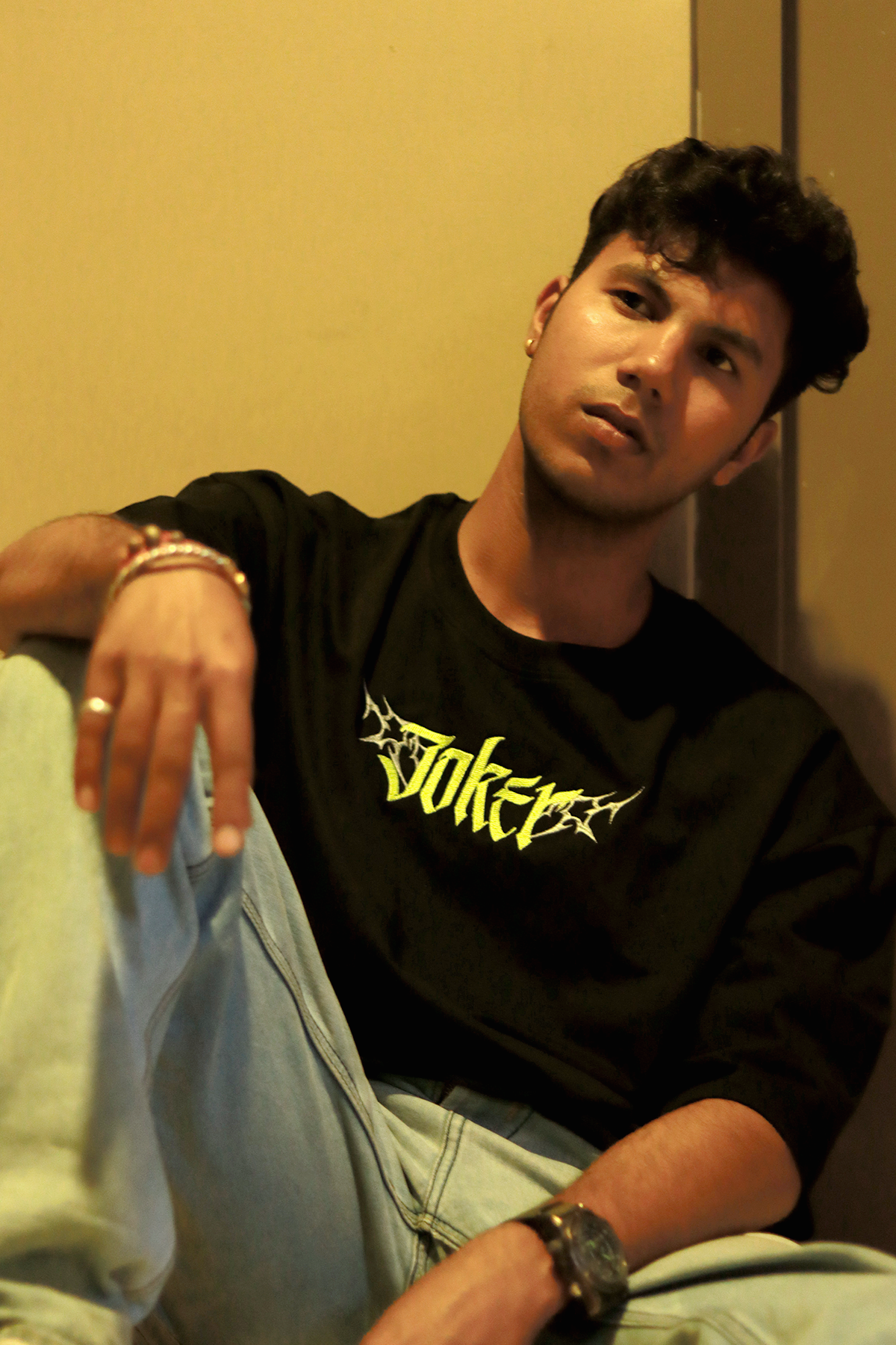 Joker Black Oversized T-Shirt — Embroidered