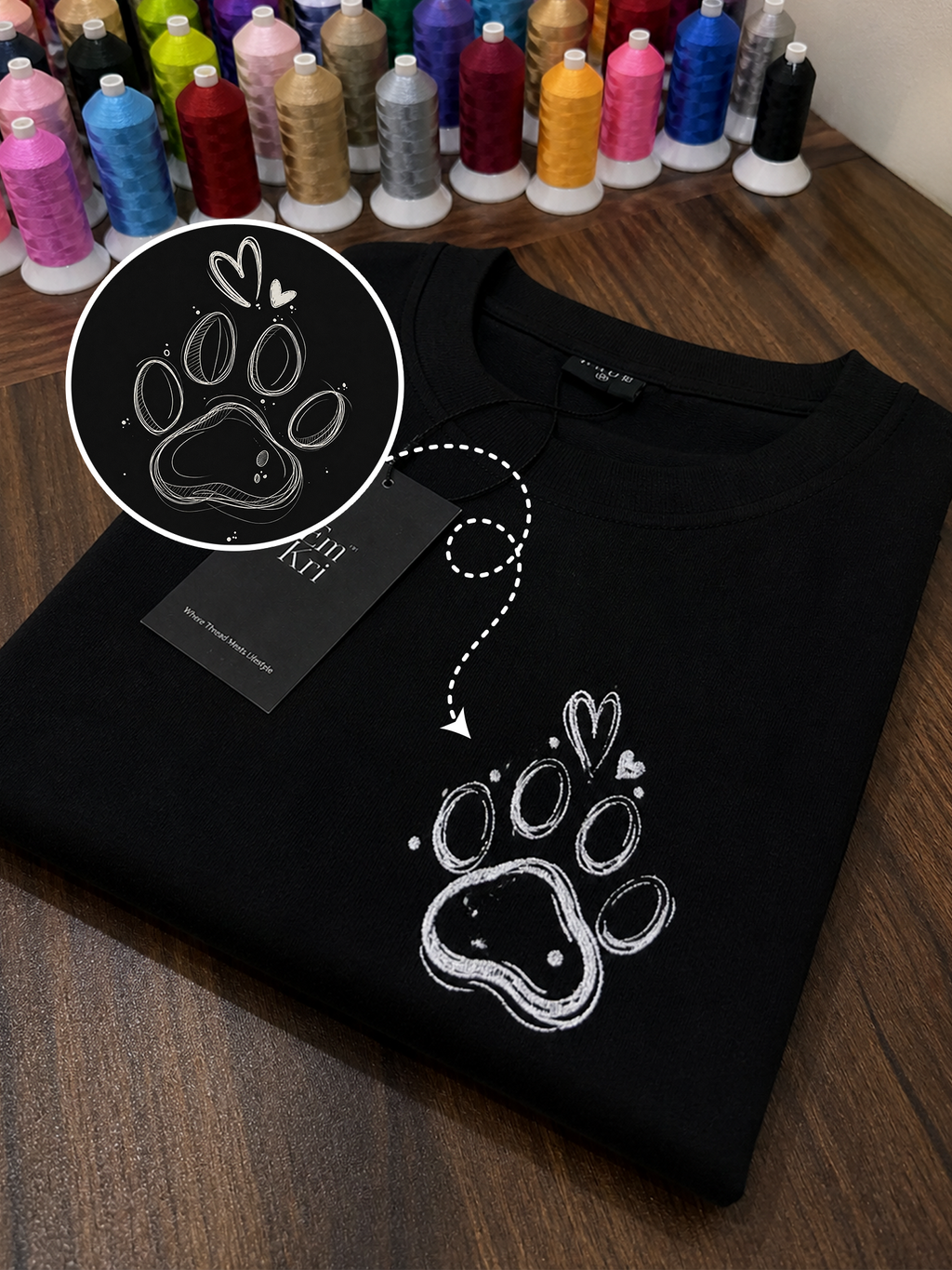 Line Art Design Embroidery Oversized T-Shirt