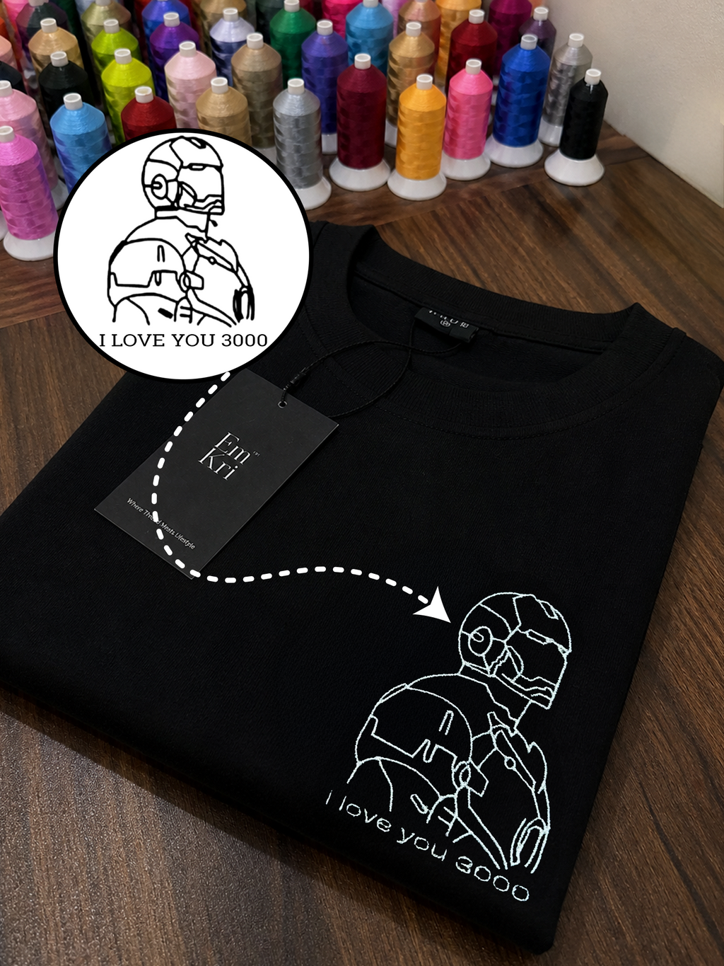 Line Art Design Embroidery Oversized T-Shirt