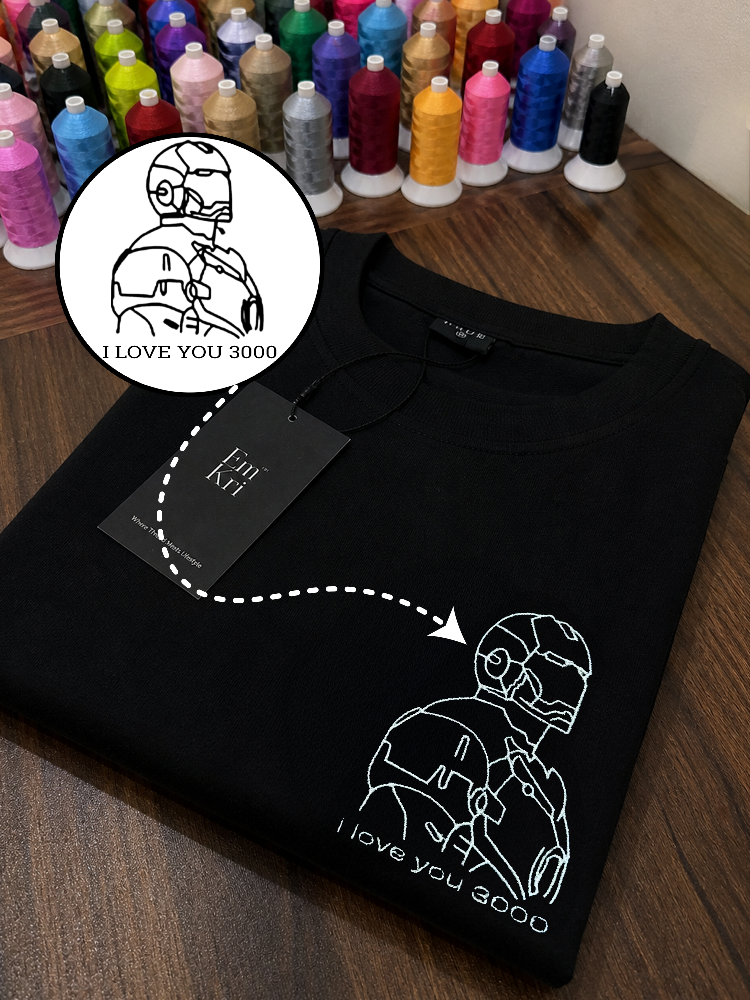 Line Art Design Embroidery Oversized T-Shirt