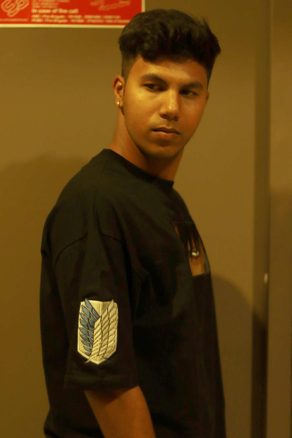 Ackerman’s Gaze Black Oversized T-Shirt — Embroidered