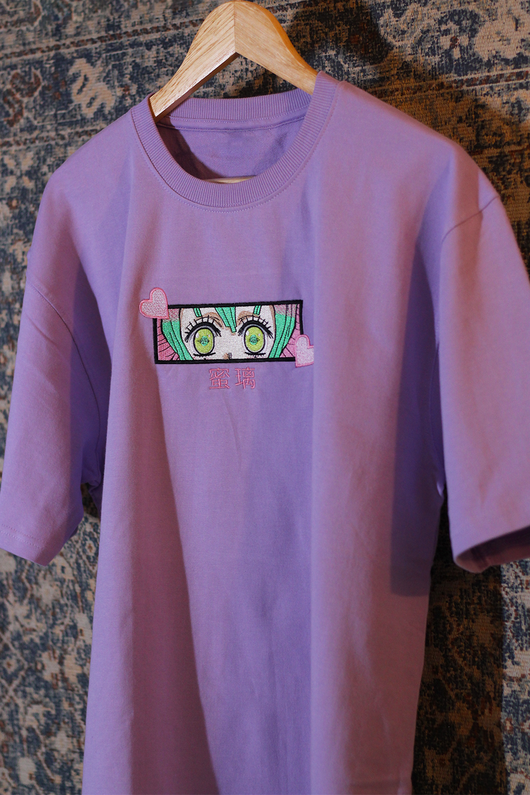 Mitsuri Eyes Lavender Oversized T-Shirt — Embroidered