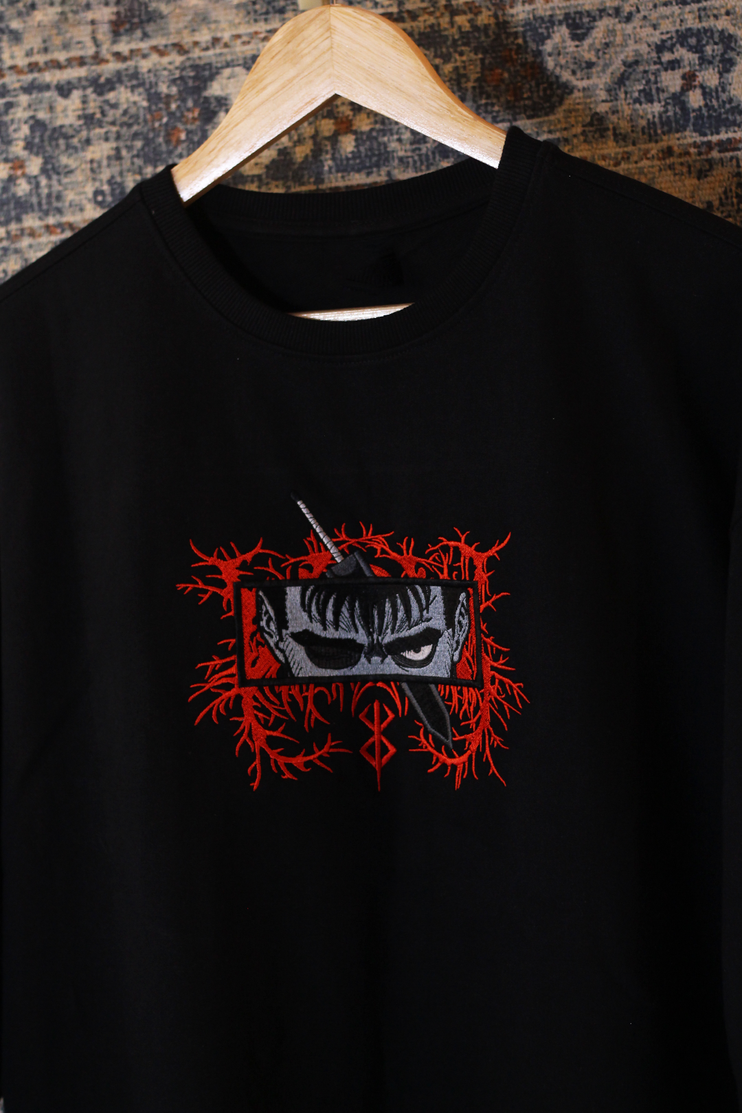 Berserk Guts Black Oversized T-Shirt — Embroidered
