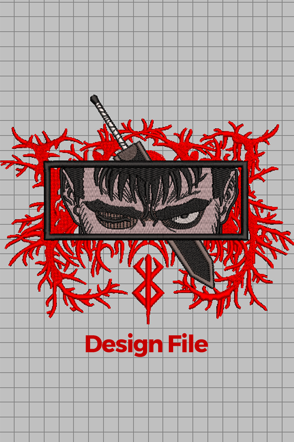 Berserk Guts Black Oversized T-Shirt — Embroidered