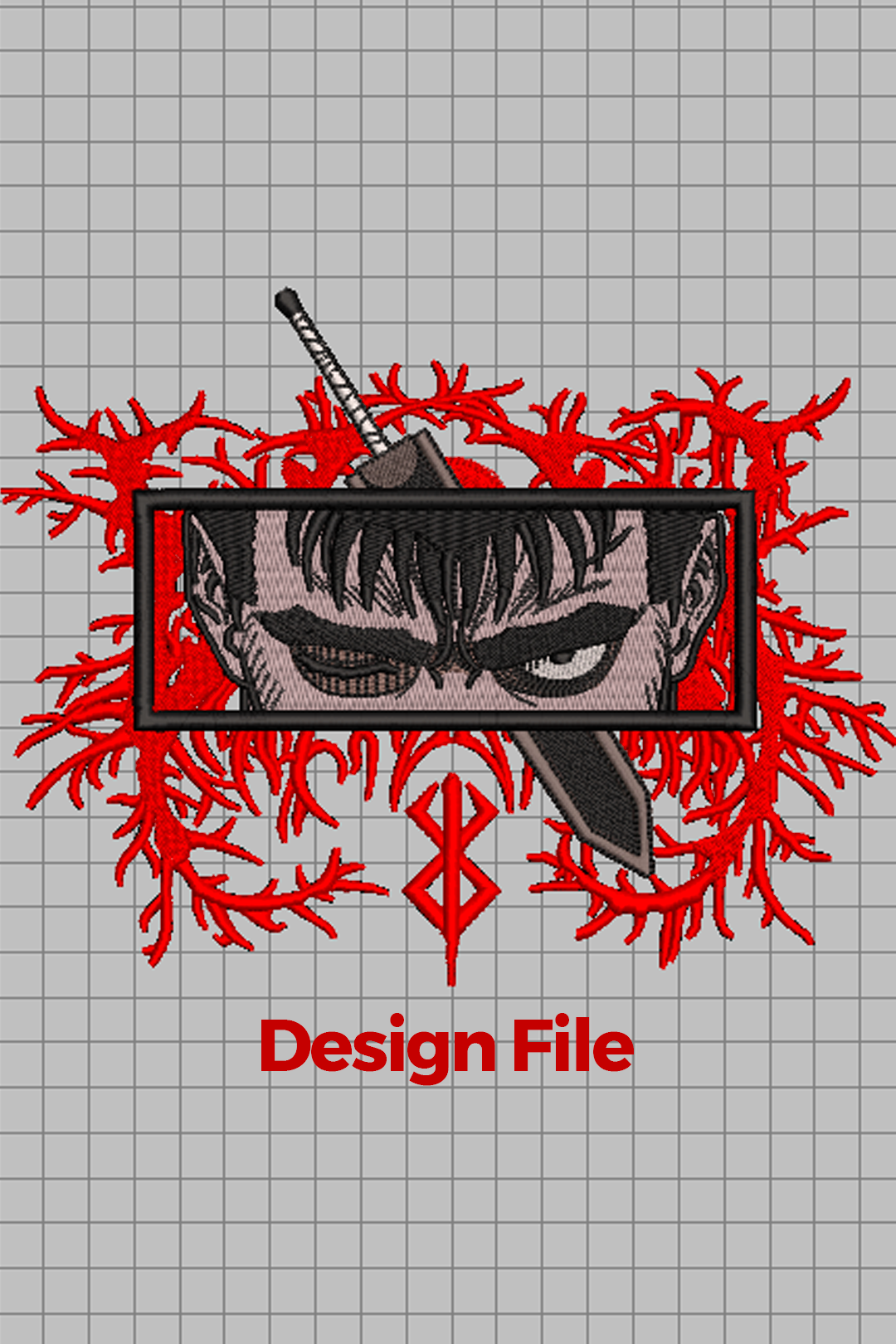 Berserk Guts Black Oversized T-Shirt — Embroidered