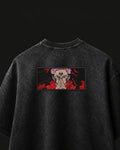 Sukuna Domain Expansion Embroidered Oversized T-Shirt – Acid Wash Black
