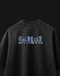 Akaza Demon Eyes Embroidered Oversized T-Shirt – Acid Wash Black