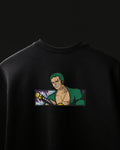 Zoro Frame Embroidered Oversized T-Shirt – Black