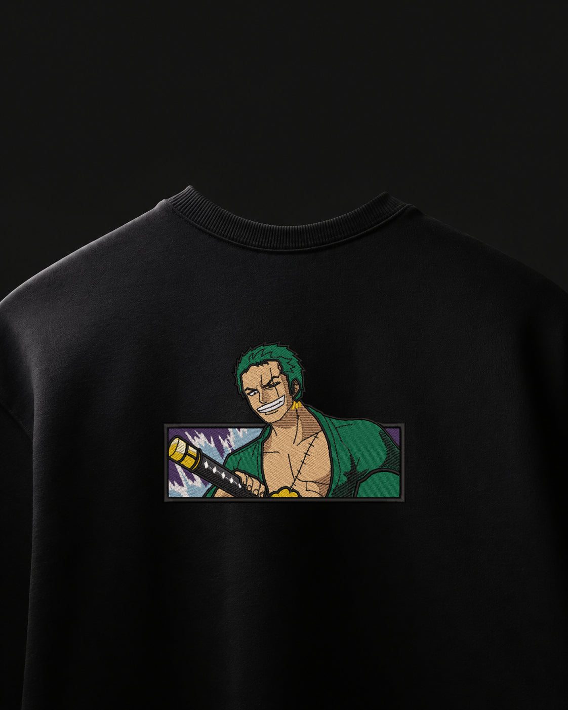 Zoro Frame Embroidered Oversized T-Shirt – Black