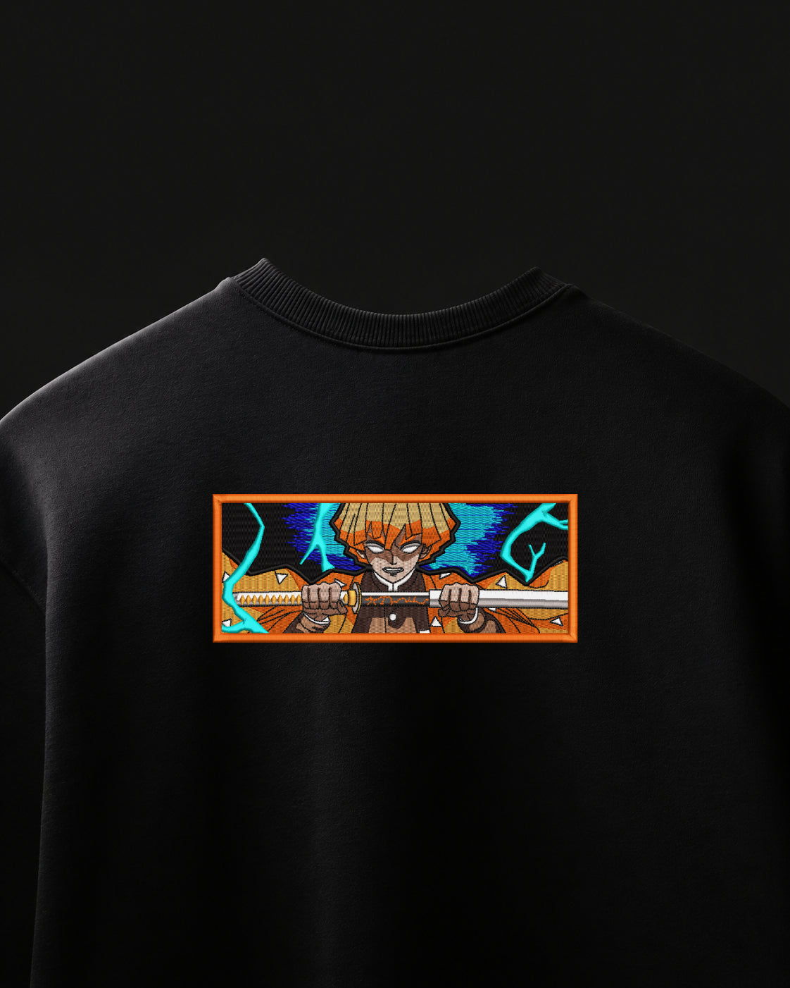 Zenitsu Thunder Breathing Embroidered Oversized T-Shirt – Black