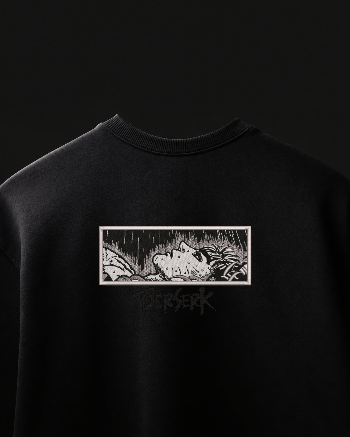 Berserk B/W Embroidered Oversized T-Shirt – Black