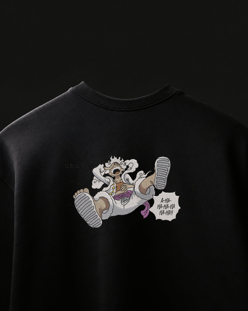 Gear 5 Laugh Embroidered Oversized T-Shirt – Black