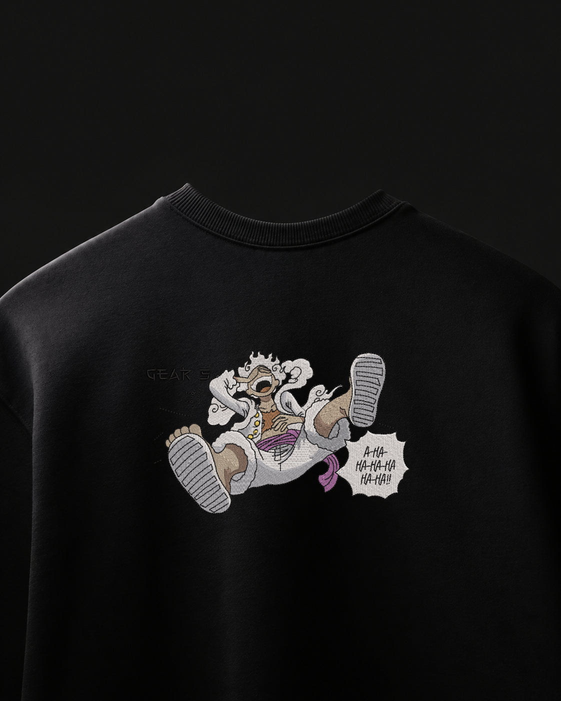 Gear 5 Laugh Embroidered Oversized T-Shirt – Black