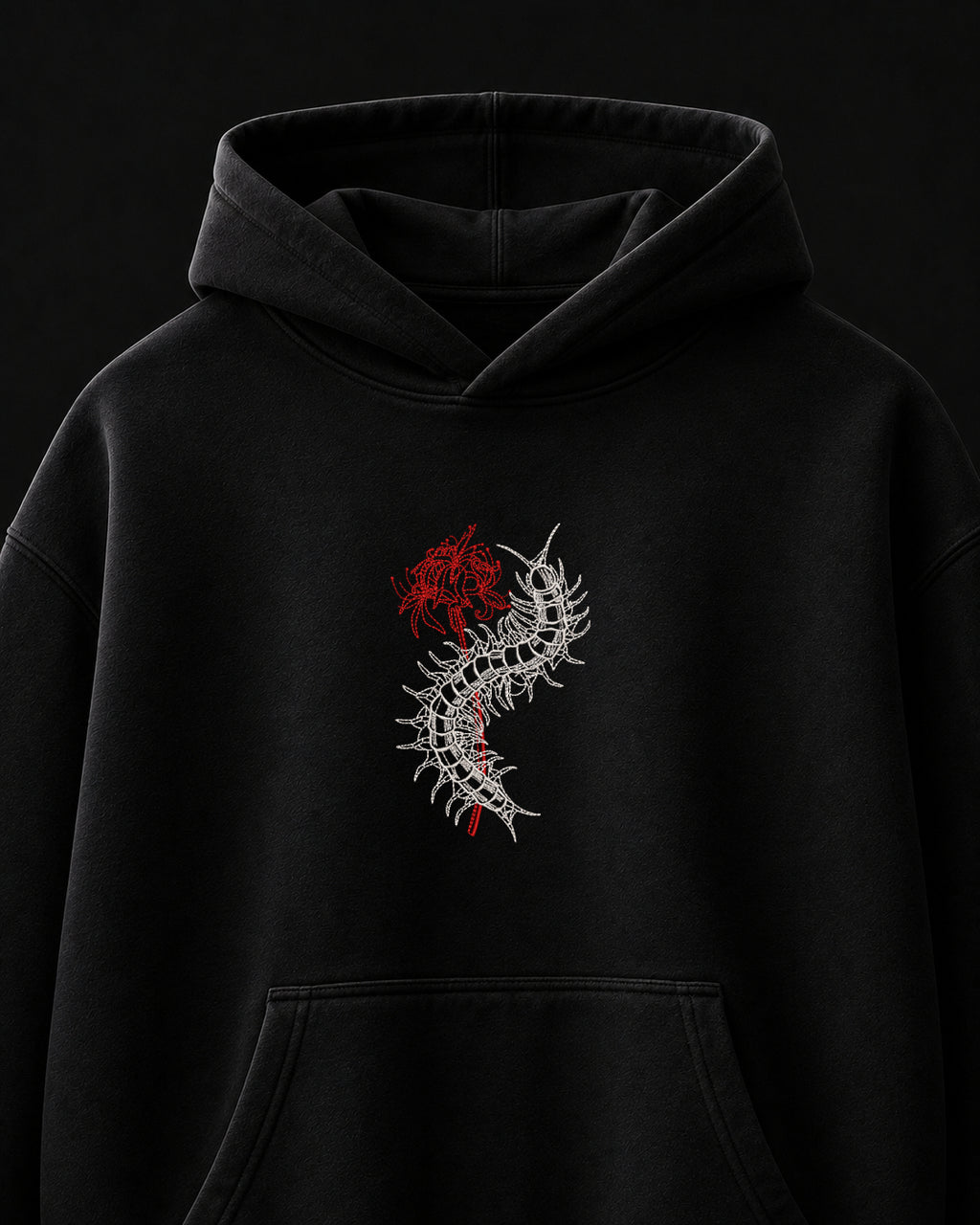 Tokyo Ghoul Centipede Embroidered Oversized Hoodie – Black