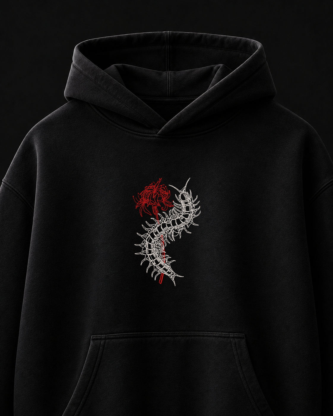 Tokyo Ghoul Centipede Embroidered Oversized Hoodie – Black