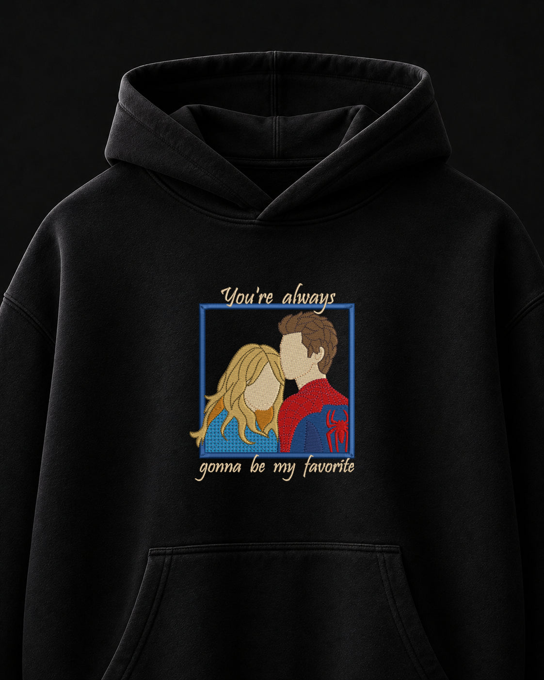 Spidey n Gewn Embroidered Oversized Hoodie – Black