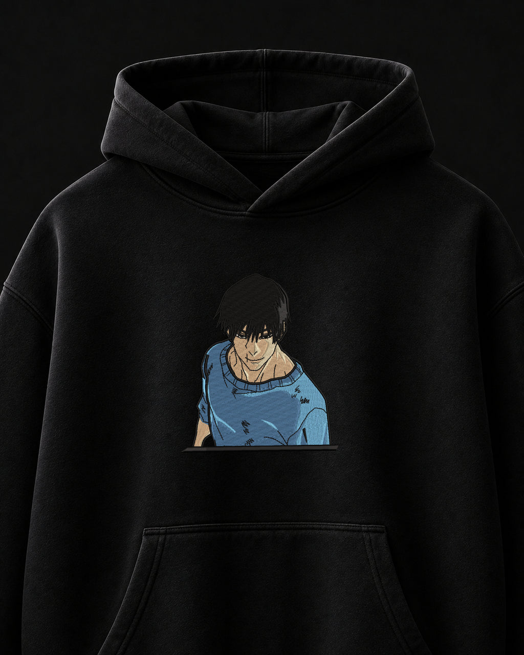 Toji Fushiguro Embroidered Oversized Hoodie – Black