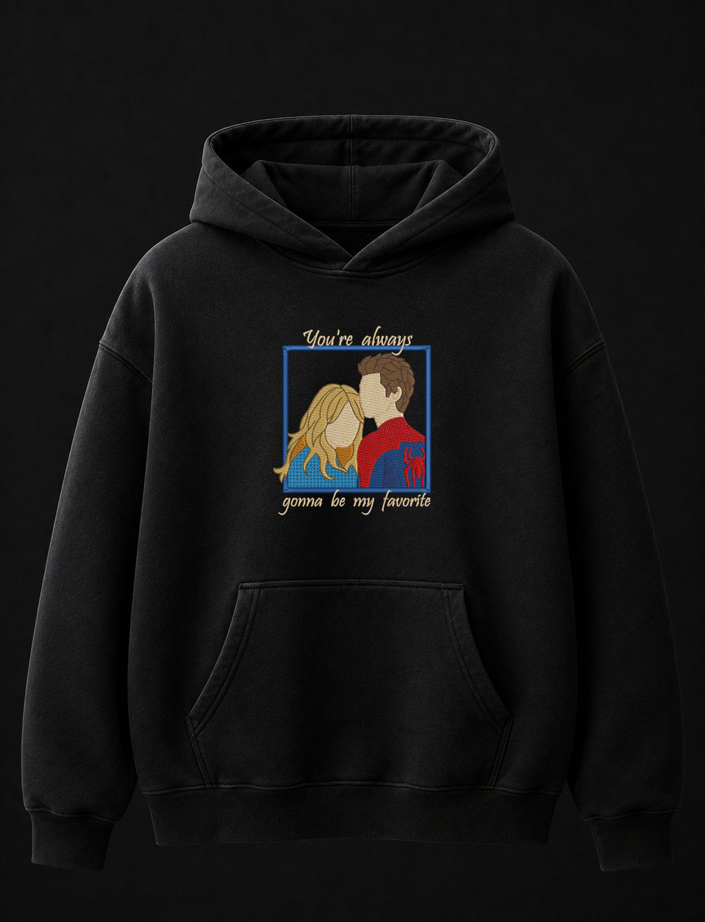 Spidey n Gewn Embroidered Oversized Hoodie – Black