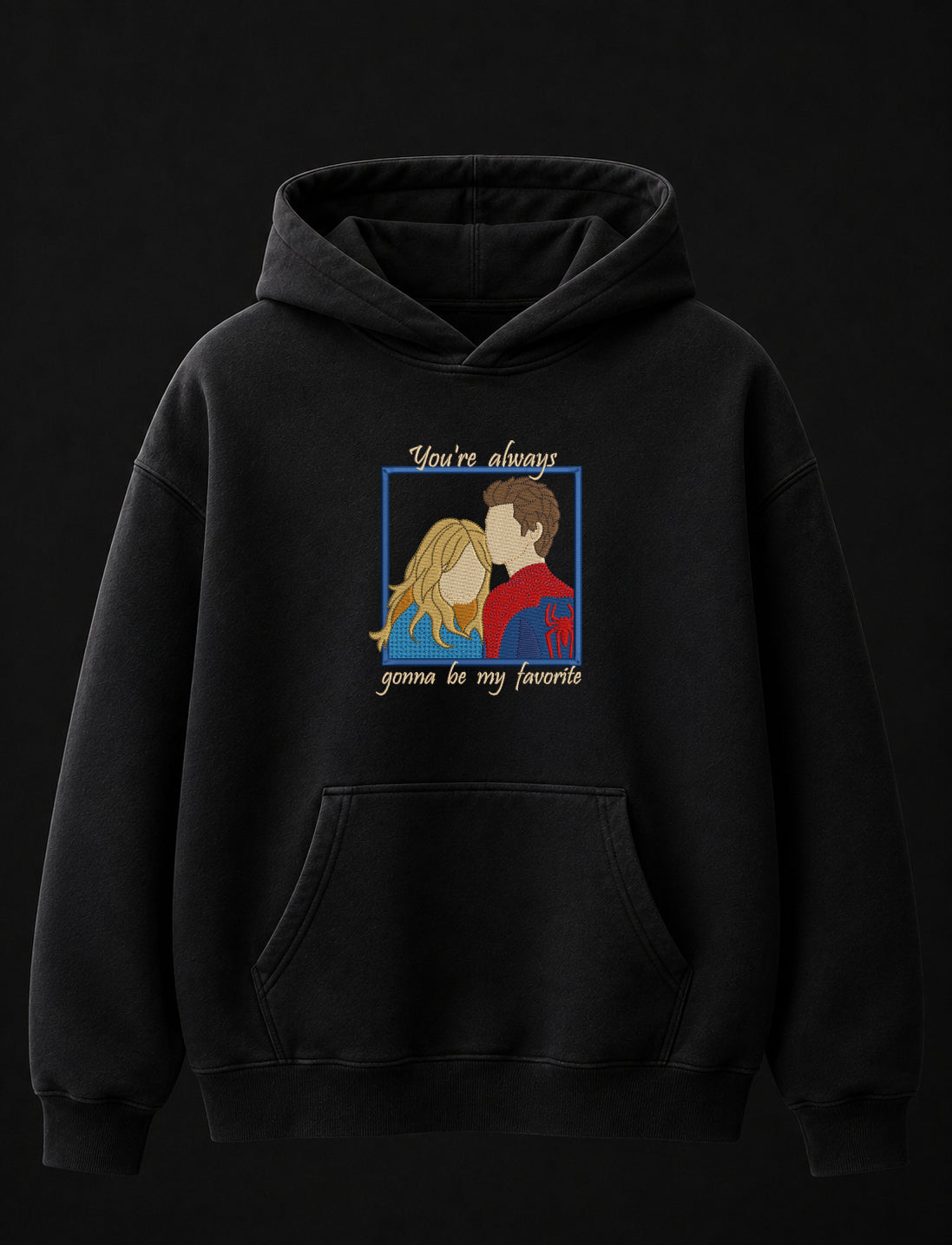 Spidey n Gewn Embroidered Oversized Hoodie – Black