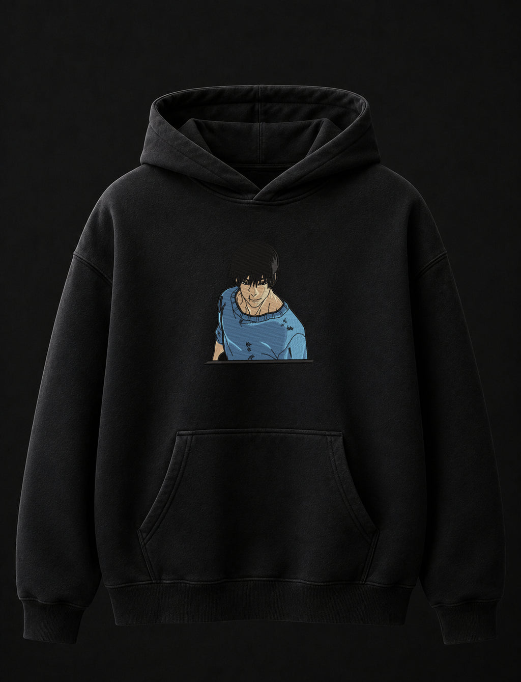 Toji Fushiguro Embroidered Oversized Hoodie – Black