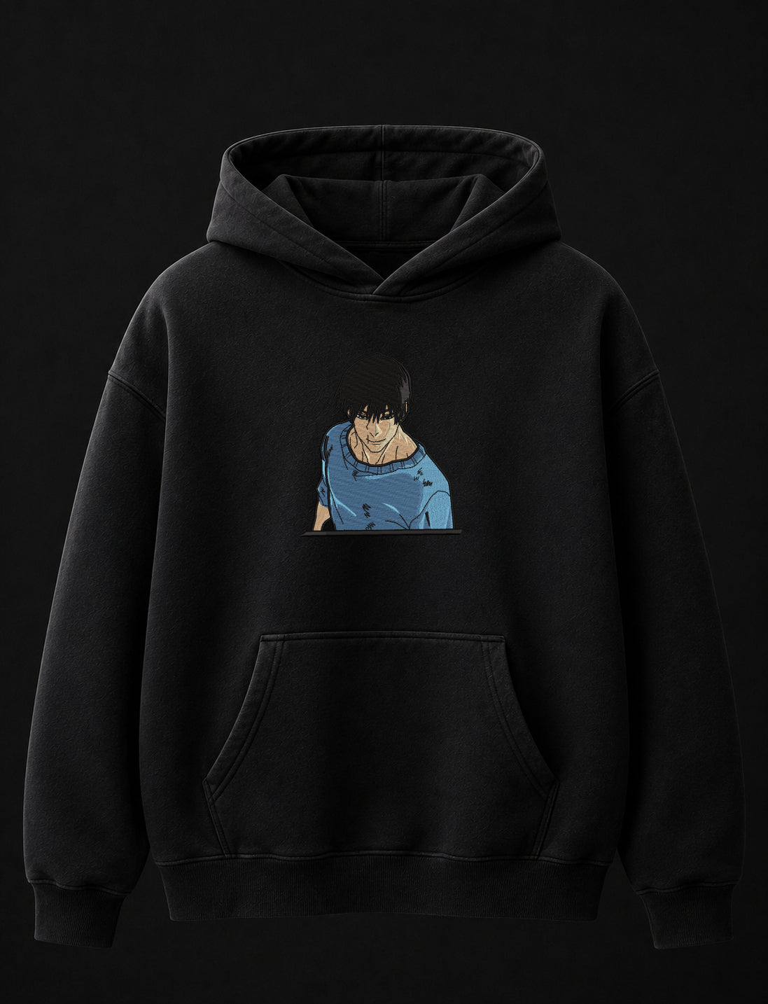 Toji Fushiguro Embroidered Oversized Hoodie – Black