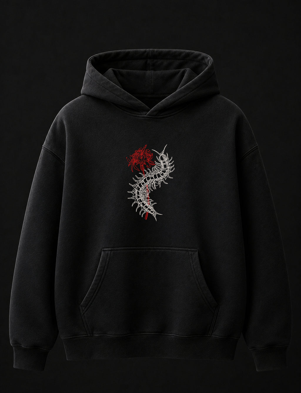 Tokyo Ghoul Centipede Embroidered Oversized Hoodie – Black