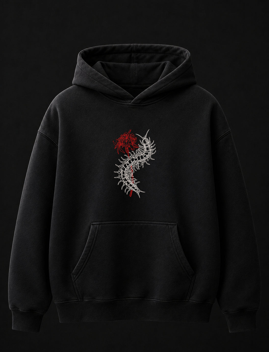 Tokyo Ghoul Centipede Embroidered Oversized Hoodie – Black
