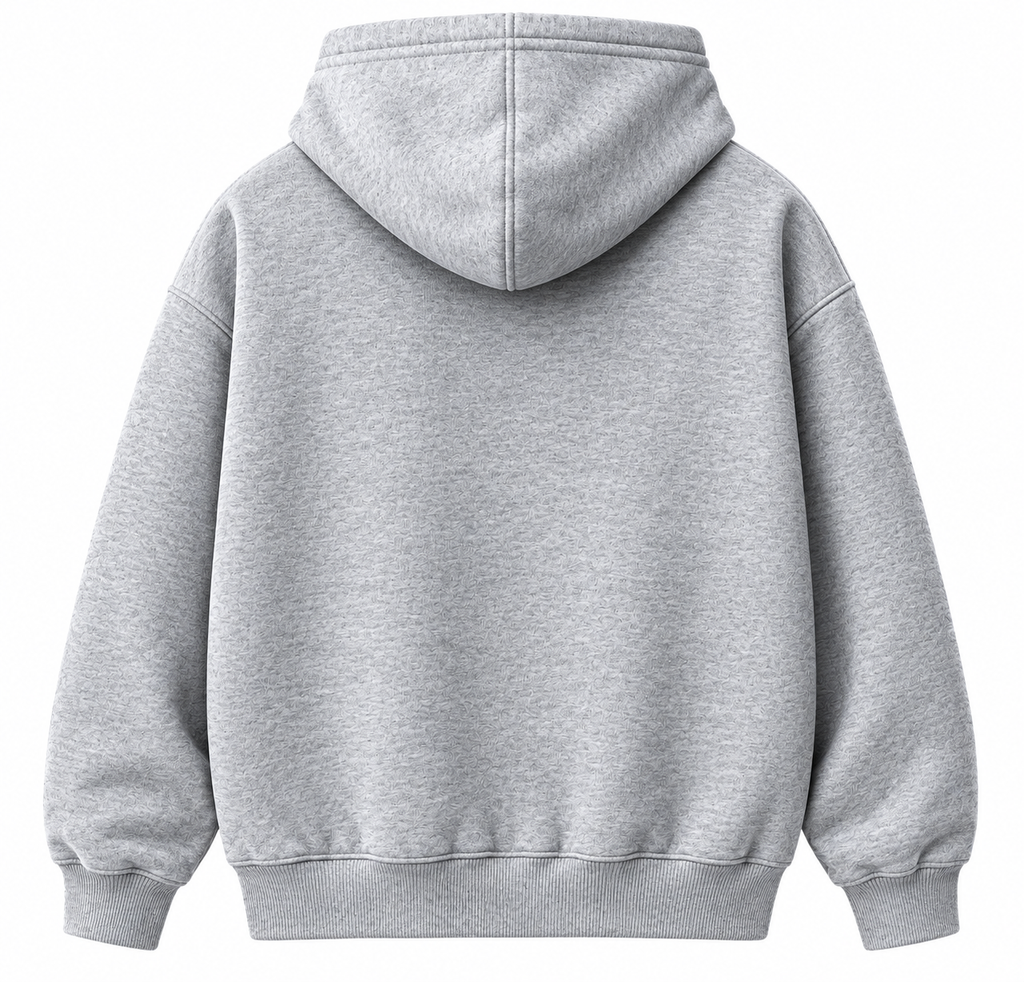 Cursed Smile Embroidered Oversized Hoodie – Melange Grey