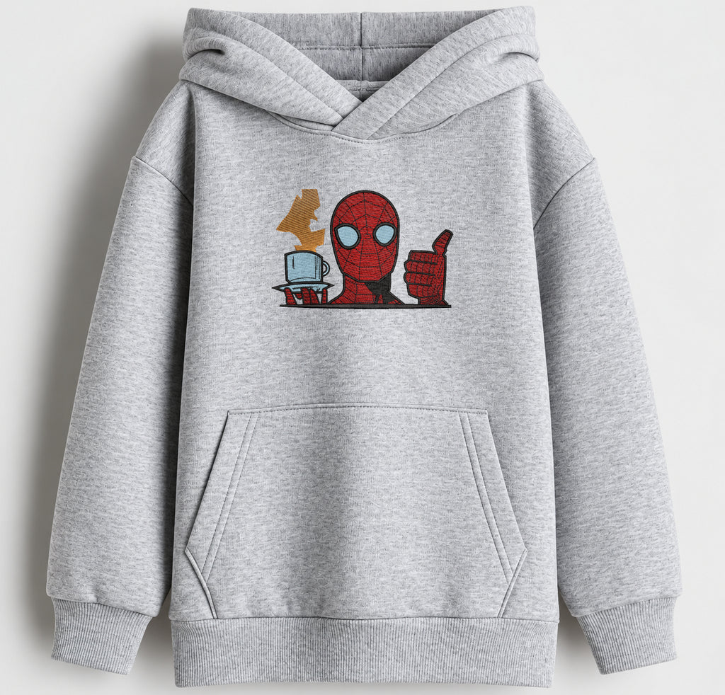 Friendly Neighbourhood Embroidered Oversized Hoodie – Melange Grey