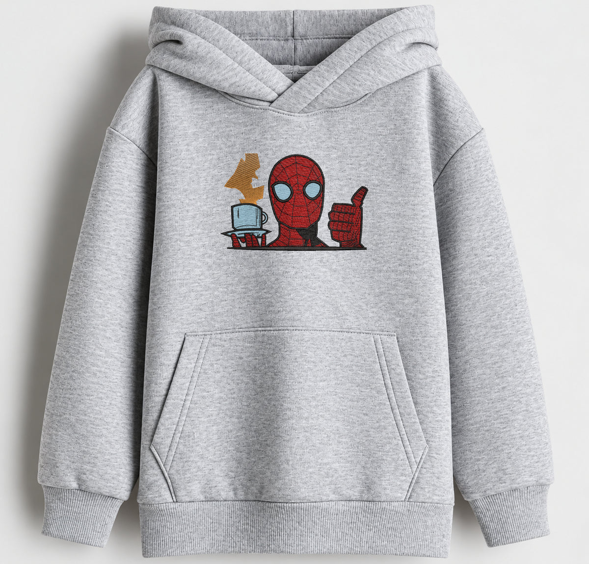Friendly Neighbourhood Embroidered Oversized Hoodie – Melange Grey