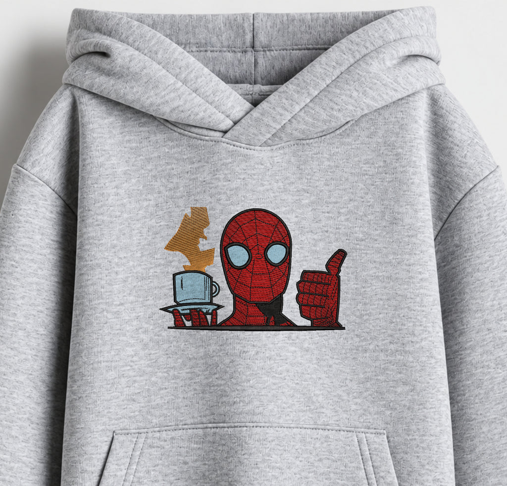 Friendly Neighbourhood Embroidered Oversized Hoodie – Melange Grey