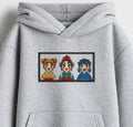 Demon Slayer Trio Embroidered Oversized Hoodie – Melange Grey
