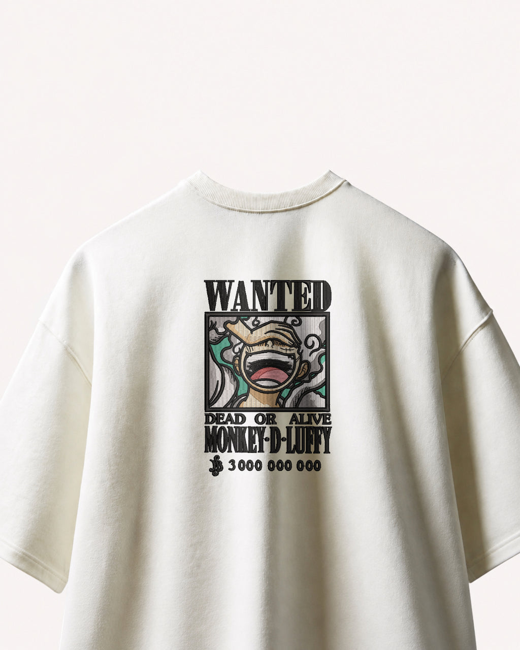 Luffy Wanted Poster Embroidered Oversized T-Shirt – Off-White