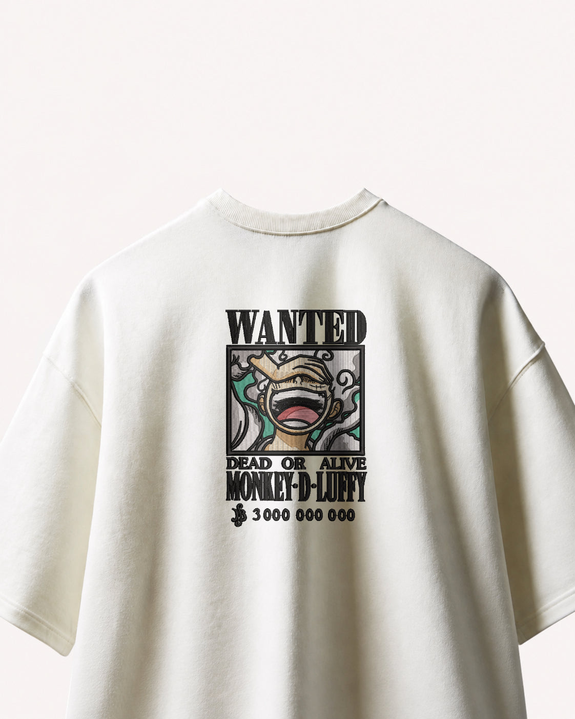 Luffy Wanted Poster Embroidered Oversized T-Shirt – Off-White