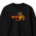 Charizard Flame Embroidered Sweatshirt – Black